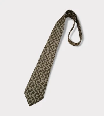 Corbata CELINE Marrón Geométrica Monograma Logo Seda LUJO ESPAÑA  Foto 1 de 4