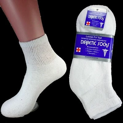 12 Pairs Diabetic Ankle Quarter Crew Socks Health Cotton Men Women Circulatory - Image 1 of 4