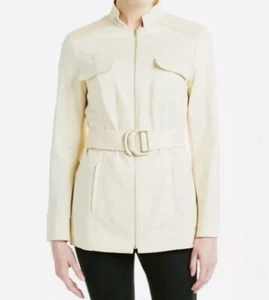 Magaschoni Collecion weiße Frühlingsjacke, durchgehender Reißverschluss mit Gürtel Größe S - Bild 1 von 14