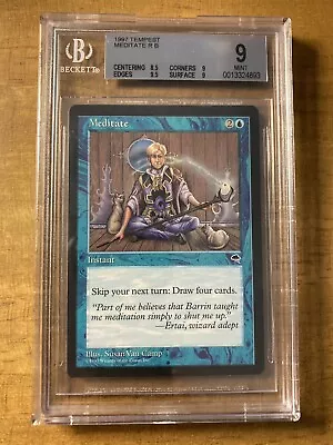 MTG✨MEDITATE✨Tempest BGS 9 MINT RARE Instant RESERVE LIST 1997 Low POP ! - Image 1 of 2