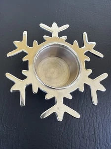 Crate & Barrel Snowflake Silver Candle Holder - Picture 1 of 7