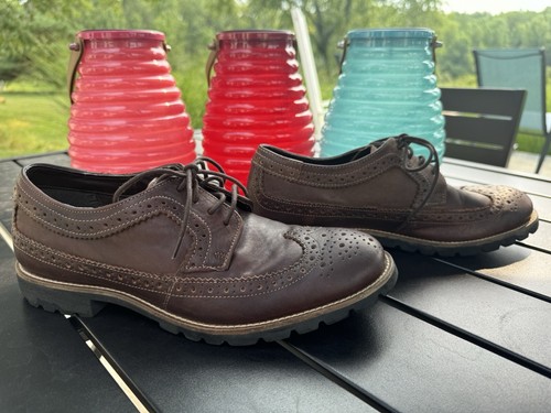 Scarpe eleganti marroni Rockport Wingtip Adiprene Adidas solette da uomo taglia 8 M