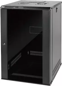 18U Wall Mount Network Cabinet, Data Server Rack Enclosure with Lockable Glass D - Picture 1 of 12