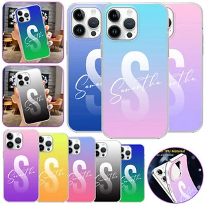 Gradient Personalized Initials Name Case Cover For iPhone 16 15 Pro Max 14 13 12 - Zdjęcie 1 z 55