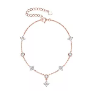 1ct Chain Leaf Bracelet Rose Gold Diamond Test Pass Lab-Created VVS1/D 21.5cm - Picture 1 of 3