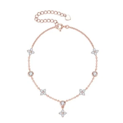 1ct Chain Leaf Bracelet Rose Gold Diamond Test Pass Lab-Created VVS1/D 21.5cm - Image 1 of 3