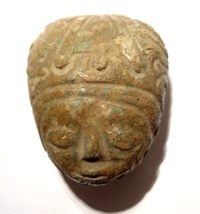 PENDENTIF PRECOLOMBIEN SCULPTE - NICOYA 500 BC- PRE-COLUMBIAN STONE HEAD PENDANT - Picture 1 of 12
