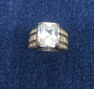 Vintage 925 Silver Cushion Cut CZ Ring Größe 7 Quadratfassung SETA - Bild 1 von 9