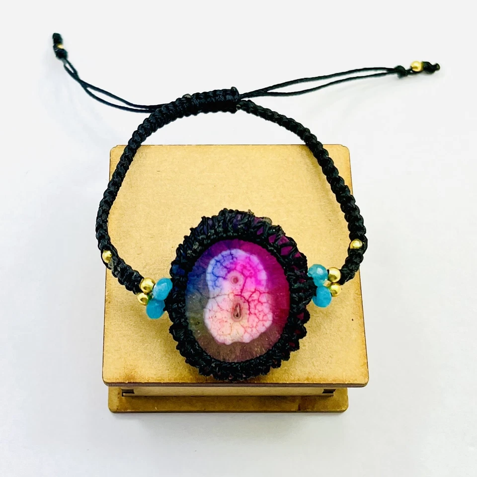 Rainbow Solar Quartz Thread Bracelet Macrame Bracelet Gemstone Bracelet - Image 1 of 3