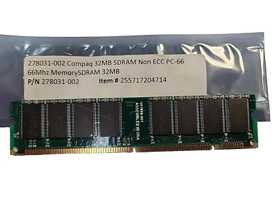 Compaq 32MB SDRAM Non ECC PC-66 66Mhz Memory , for sale P/N: 278031-002 - Image 1 of 2