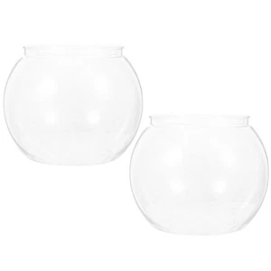 2 Pcs Fischglasvase Goldfischglas Transparentes Fischbecken Dekoratives - Bild 1 von 12
