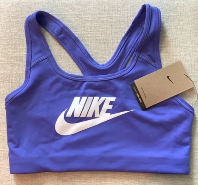 Nike Swoosh Sports Bra Blue Joy 899370-413 Medium Support Non Padded Sz M NWT - Image 1 of 2