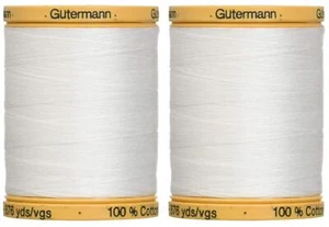 2-Pack - Gutermann Natural Cotton Thread Solids 876 Yards Each-White (800C 5709) - Picture 1 of 1