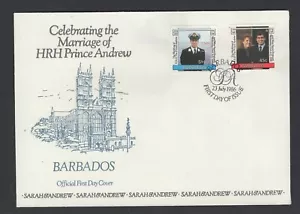 Barbados #687-88 (1986 Royal Wedding set ) on unaddressed P.O. cachet FDC - Picture 1 of 1