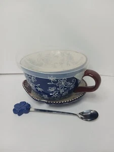 Temp-tations By Tara Blue Floral Lace 24 Oz Soup Bowl With Lid And Spoon  - Picture 1 of 14