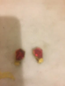 Gold Plated Red Pentagon Crystal Clip On Earrings - Picture 1 of 2