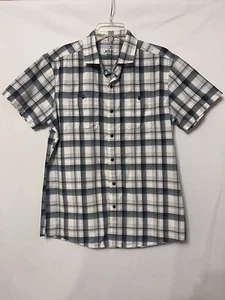 Camisa de manga corta KÜHL azul mediana a cuadros ajuste cónico con botones para hombre - Imagen 1 de 9