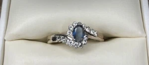 Ring Größe 8 versilbert mit blauen und klaren Steinen - Bild 1 von 5