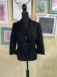Ann Taylor Black Two Button Women's Blazer (Size 8 ) - Picture 1 of 4