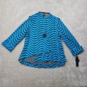 IC Connie K Blouse Womens Medium Faux Leather Sheer Layering Artsy Asymmetrical - Picture 1 of 6