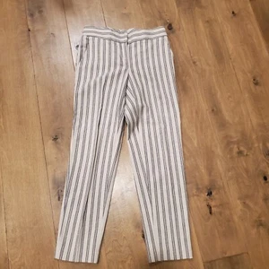 Ann Taylor Loft Womens Striped Dress Pants Size 0 Off White/Gray Blue 26x27 - Picture 1 of 8