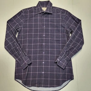 NWOT Hagen Box Check CORDUROY Button Sport Shirt CARMEL FIT Men Medium M Purple - Picture 1 of 5