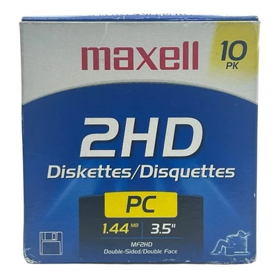 Disquetes de doble cara Maxell MF2HD 3,5" 10 PK 1,44 MB PC Foto 1 de 4