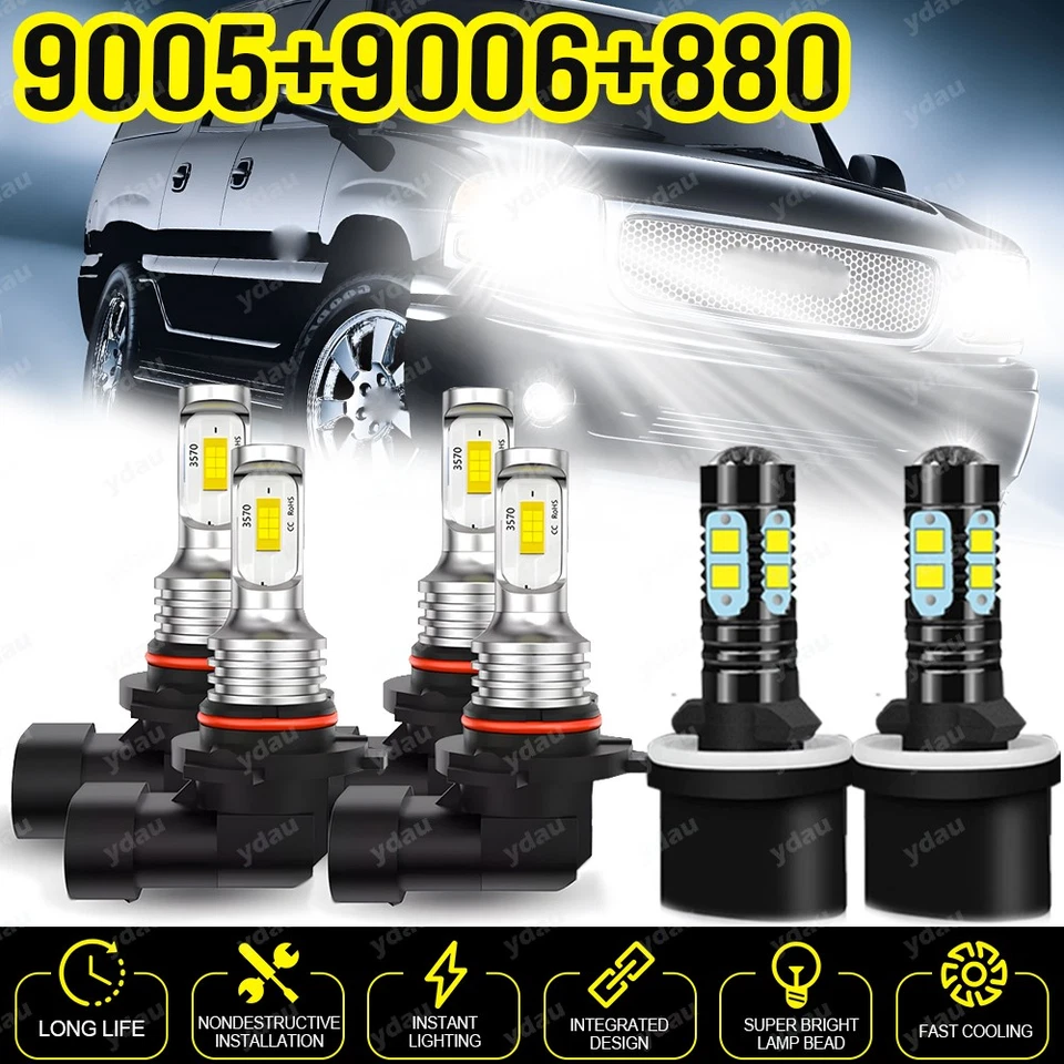 Para GMC Yukon XL 2000-05 2006 6X Combo 6000K Faros LED Bombillas antiniebla altas Foto 1 de 4