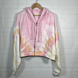 Aeropostale Tie Dye Cropped Full Zip Hoodie Sweatshirt Womens Size XXL Pink - Picture 1 of 9