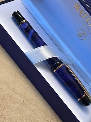 Waterman новый старый запас синий мрамор Phileas перьевая ручка в оригинальной коробке - Изображение 1 из 4