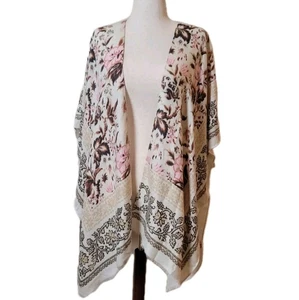 Scialle Nine West donna avorio rosa rayon copricapo avvolgente sistema operativo elegante casual boho - Foto 1 di 14