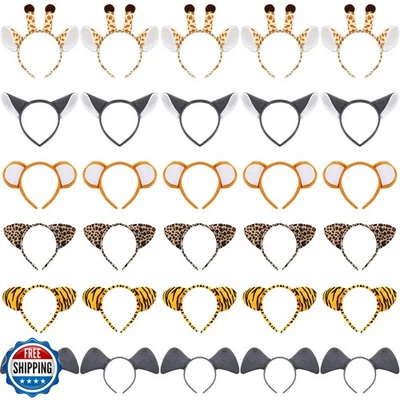 Kigeli 30 Pcs Jungle Animal Safari Ears Headbands for Kids Hair Hoops Photo B - Image 1 of 4