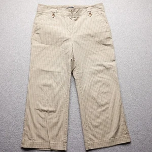 Nautica Pants Womens 8 Pinstripe Wide Leg Cropped Spandex Beach Coastal Resort - Picture 1 of 18