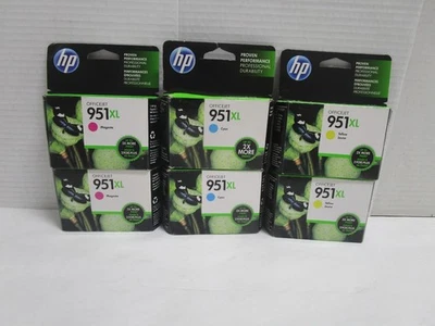 Cartucho de tinta amarillo cian magenta HP 951XL CN047AN#140 FECHADO TODO NUEVO LOTE DE 6 Foto 1 de 4