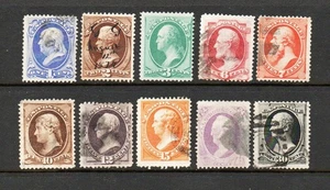 Estampilla de Estados Unidos #145-154... Billete de banco nacional de 1870... Usado... Colores brillantes... CV $1091 - Imagen 1 de 2