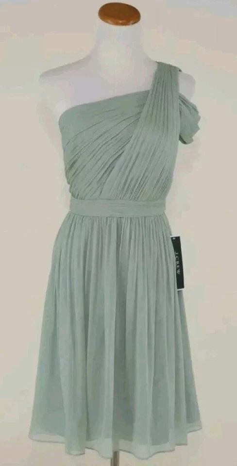 J.CREW Silk Chiffon Cara Gown 4 Dusty Shale Long Bridesmaid Dress C9252