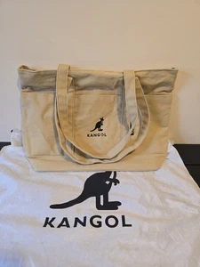 Kangol Beige Canvas Tote Bag With Zip Brand New With Dustbag Unisex - Picture 1 of 7