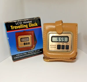 Vintage LCD Wallet Traveling Travel Alarm Clock. Boxed - Working - 1980s Prop - Picture 1 of 11