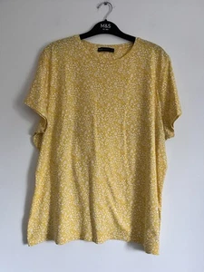 Woman’s M&S Yellow Floral T Shirt Size 24 - Picture 1 of 6
