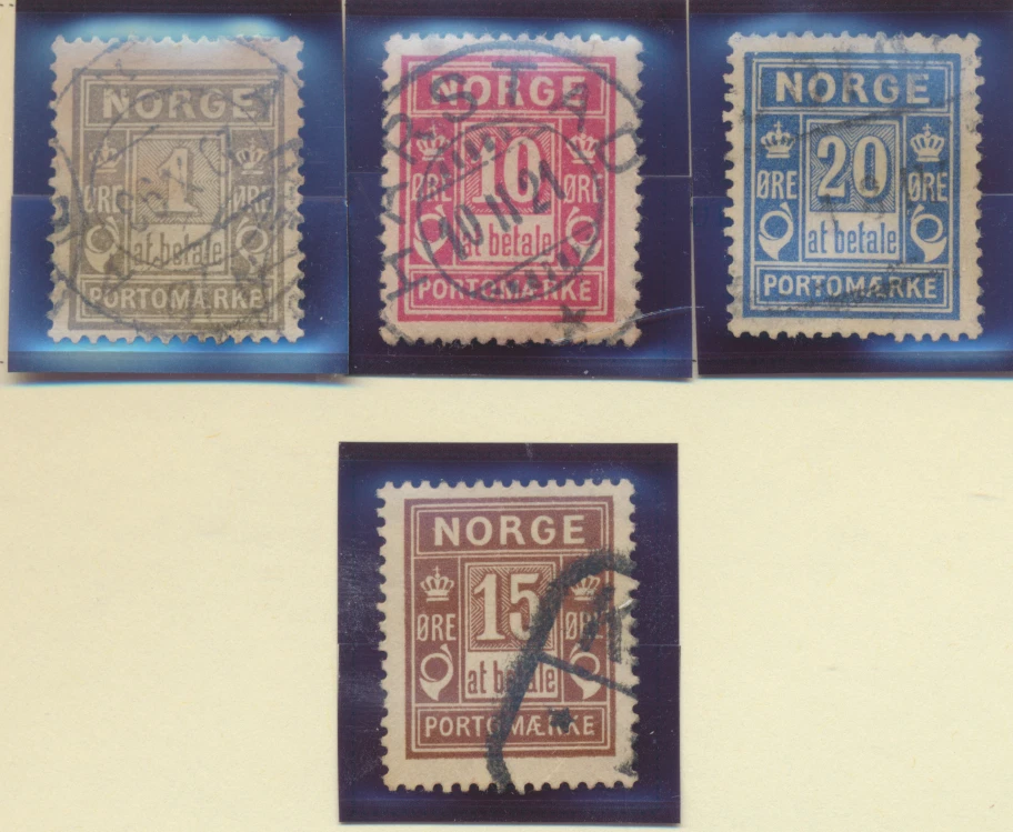 Estampillas de Noruega Scott #J1//J5, usadas, 4 diferentes Foto 1 de 1