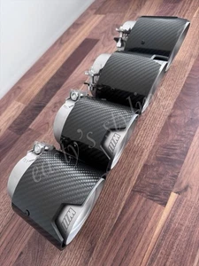 BMW M2 G87 M3 G80 G81 M4 G82 G83 COMP M LOGO PUNTAS DE ESCAPE CARBONO PLATA MATE - Imagen 1 de 8