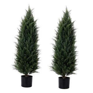 4ft Artificial Christmas Tree, Fake Snow Pine Cone Tree, Fake Evergreen Plant - Picture 1 of 7