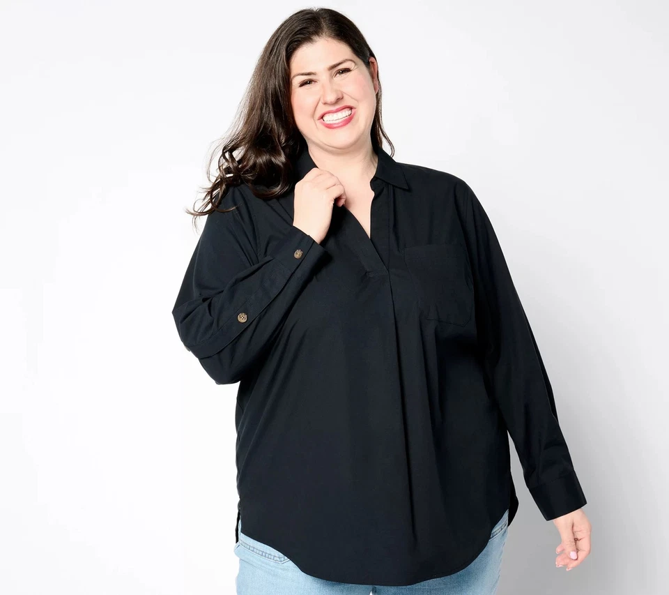 Blusa Pullover Joan Rivers Con Detalles Botones Traseros Camisa Negra XL Nueva Foto 1 de 1