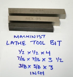 3) HSS Broca de Herramienta Cuadrada Torno Cortador de Mosca Molino en Blanco -1/2 x 4 - 7/16 x 3 - 3/8 x 3 - Imagen 1 de 5