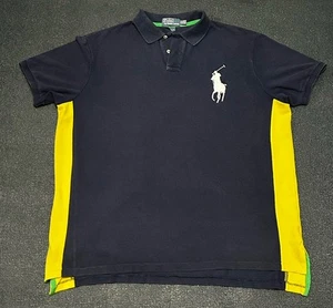 Ralph Lauren Polo Big Pony Shirt XXL Blue Yellow Brazil Colors Custom Fit - Picture 1 of 6