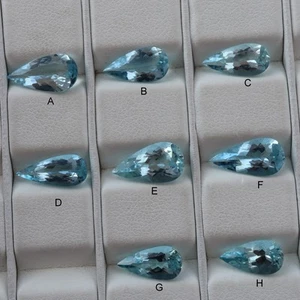 Natural Medium Blue Aquamarine Faceted Pear Gemstone March Birthstone - Picture 1 of 15
