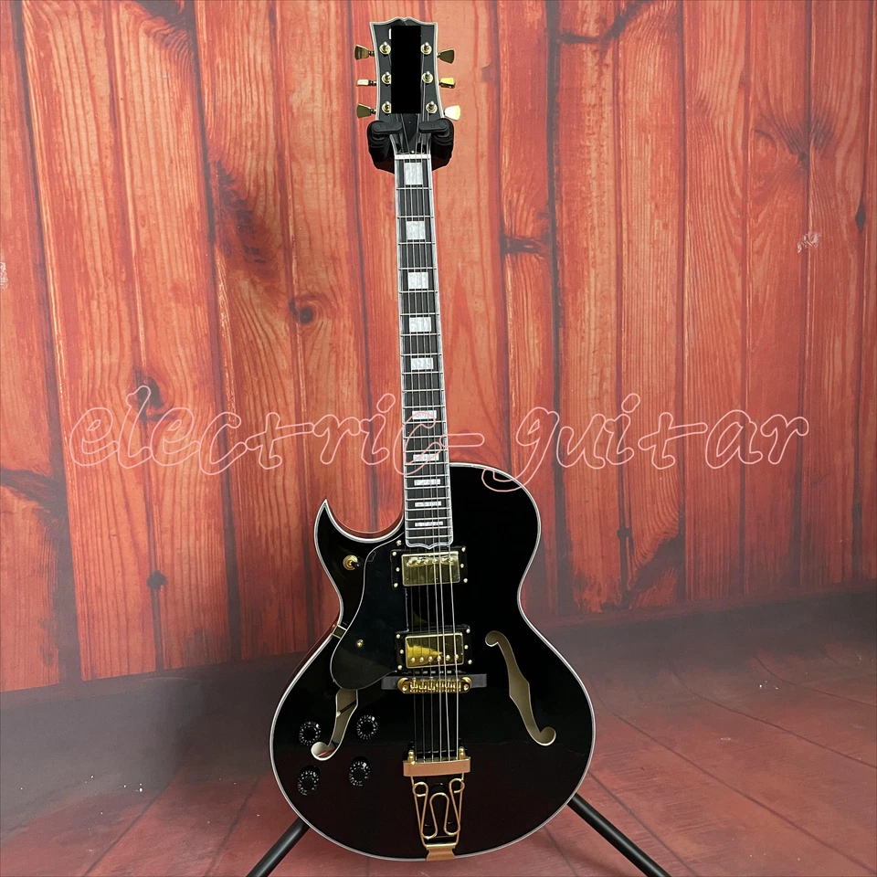 Metallic Byrdland Black Left Handed Electric Guitar Gold Hardware Mahogay Body - Image 1 of 4