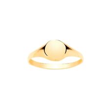 Solid 9ct Yellow Gold Plain Round Signet Ring Ladies Minimalist Dainty Pinky