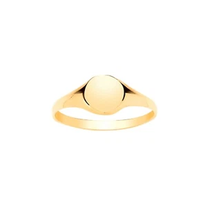 Solid 9ct Yellow Gold Plain Round Signet Ring Ladies Minimalist Dainty Pinky - Picture 1 of 3