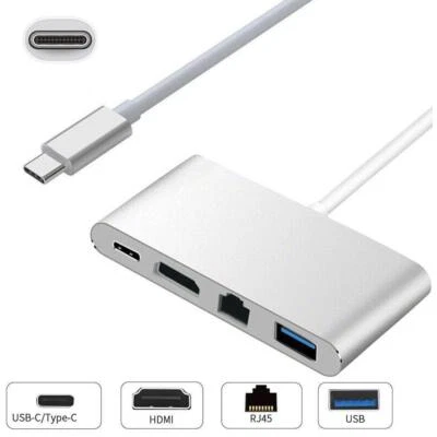 Type-C USB-C to 1000M Gigabit Ethernet RJ45 HDMI USB3.0 Type-C PD Adapter Cable - Image 1 of 4